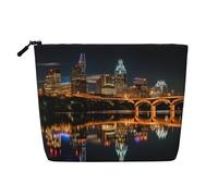 LNNIUK Austin Texas3 borsa per il trucco con stampa per borsa con cerniera astuccio per cosmetici grande da viaggio in tela organizer per trucchi, nero, Taglia unica