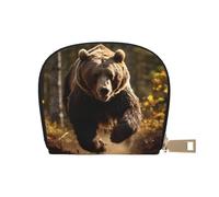 LNNIUK Bear Running2 - Portafoglio porta carte di credito e biglietti da visita, per uomini e donne, dimensioni compatte per adulti, bianco, Taglia unica