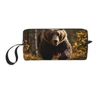 LNNIUK Bear Running2 - Trousse da viaggio per articoli da toeletta e cosmetici, con cerniera