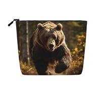 LNNIUK Bear Running2 - Trousse per trucchi con cerniera, grande, da viaggio, in tela, organizer per trucchi, nero, Taglia unica