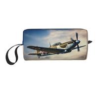 LNNIUK Beauty case da viaggio con stampa di aeroplano della Seconda Guerra Mondiale, trousse da viaggio per cosmetici, trousse per cosmetici con cerniera