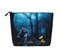 LNNIUK Blue Chinchillas and Moon1 stampa borse trucco per borsa Zipper Cosmetic Pouch Large Travel Canvas Make Up Organizer, nero, Taglia unica