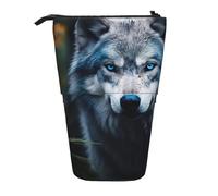 LNNIUK Blue Eyes Wolf1 - Astuccio telescopico per matite, portapenne, retrattile, organizer da ufficio