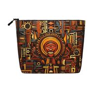 LNNIUK Borsa per il trucco con stampa a motivo nazionale per borsa con cerniera borsa cosmetica grande borsa da viaggio in tela make, nero, Taglia unica