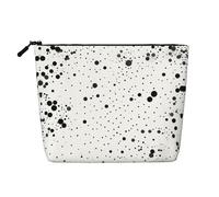 LNNIUK Borse per il trucco con stampa a pois neri e bianchi per borsa con cerniera borsa cosmetica grande borsa da viaggio in tela organizer per trucco, nero, Taglia unica