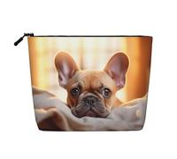 LNNIUK Cane animale francese bulldog2 stampa borse trucco per borsa cerniera sacchetto cosmetico grande viaggio tela make up organizzatore, nero, Taglia unica