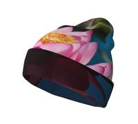 LNNIUK Cappello invernale con stampa "Spirit of the Lotus", per uomini e donne, cappello lavorato a maglia con risvolto, cappello alla moda per Natale, nero, nero, taglia unica