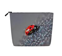 LNNIUK Coccinelle modello infinito maculato stampa borse trucco per borsa cerniera sacchetto cosmetico grande viaggio tela trucco organizzatore, nero, Taglia unica
