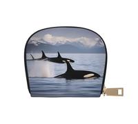 LNNIUK Killer Whales Swim Along, portafoglio con porta carte di credito e biglietti da visita, per uomini e donne, dimensioni compatte per adulti, bianco, Taglia unica