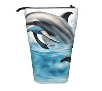 LNNIUK Ocean Delphin Looking at You stampa astuccio telescopico portapenne stand up retrattile in piedi organizzatore borsa ufficio