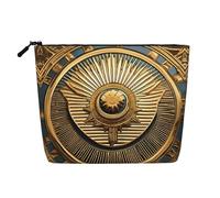 LNNIUK Sun Old Egyptian Timeless Grace stampa borse per il trucco per borsa con cerniera sacchetto cosmetico grande viaggio tela make up organizer, nero, Taglia unica