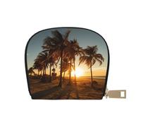 LNNIUK Sunset Colorful Clouds Palm Tree 2 stampa portafoglio porta carte di credito porta biglietti da visita custodia per uomini donne dimensioni compatte per adulti, bianco, Taglia unica