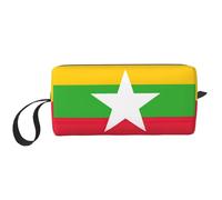LNNIUK Trousse da viaggio con stampa bandiera del Myanmar, trousse da viaggio per cosmetici, con cerniera