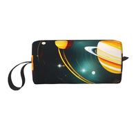 LNNIUK Trousse da viaggio con stampa di Giove Saturno con sistema solare, trousse da viaggio per cosmetici, con cerniera
