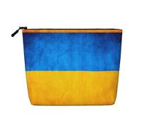 LNNIUK Ucraina stampa bandiera borse di trucco per borsa Zipper Cosmetic Pouch Large Travel Canvas Make Up Organizer, nero, Taglia unica