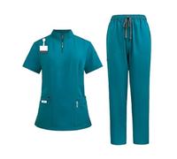 LNNXSZ Divisa Sanitaria Donna Dottore Infermiere Uniformi chirurgiche Set Scrub Donna Salone di Bellezza Abbigliamento da Lavoro Scrub clinico Top-Pantaloni Tunica Infermieristica Spa(Deep Blue,XL)
