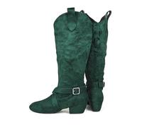 LNNXSZ Stivali Cowgirl Alti al Ginocchio Stivali da ballo stile western con suola in suede, stile West Coast Swing(Green,40)