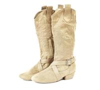 LNNXSZ Stivali Cowgirl Alti al Ginocchio Stivali da ballo stile western con suola in suede, stile West Coast Swing(Beige,37)