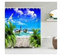 LNNXSZ Tenda Doccia Beach Sea Palm Trees Shower Curtains Scenery Waterproof 3d Bathroom Curtains With Hooks Home Decoration Washable Bath Screen(Color 6,W240xH180cm)