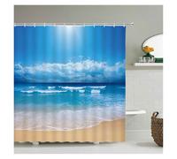 LNNXSZ Tenda Doccia Beach Sea Palm Trees Shower Curtains Scenery Waterproof 3d Bathroom Curtains With Hooks Home Decoration Washable Bath Screen(Color 22,W180xH200cm)