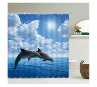 LNNXSZ Tenda Doccia Beach Sea Palm Trees Shower Curtains Scenery Waterproof 3d Bathroom Curtains With Hooks Home Decoration Washable Bath Screen(Color 21,W180xH180cm)