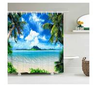 LNNXSZ Tenda Doccia Beach Sea Palm Trees Shower Curtains Scenery Waterproof 3d Bathroom Curtains With Hooks Home Decoration Washable Bath Screen(Color 14,W180xH240cm)