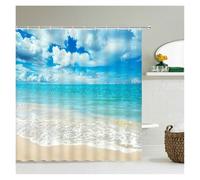 LNNXSZ Tenda Doccia Beach Sea Palm Trees Shower Curtains Scenery Waterproof 3d Bathroom Curtains With Hooks Home Decoration Washable Bath Screen(Color 3,W180xH240cm)