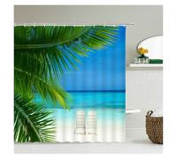 LNNXSZ Tenda Doccia Beach Sea Palm Trees Shower Curtains Scenery Waterproof 3d Bathroom Curtains With Hooks Home Decoration Washable Bath Screen(Color 8,W150xH180cm)
