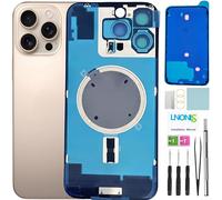 LNONLS 16 Pro Max - Vetro posteriore di ricambio per iPhone 16 Pro Max, con logo, impermeabile, obiettivo fotocamera + kit di riparazione professionale (Desert Titanium)