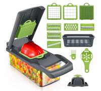 Lnopever 14 in 1 Mandolina per Verdure Professionale, Affettaverdure e Mandolini da Cucina Manuale Multifunzione,Taglia Verdure Cubetti con Custodia,per Aglio, Cavolo, Carote, Patate, Pomodori