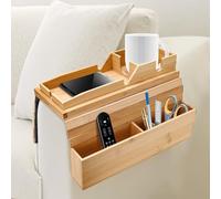 Lnopever Vassoio Del Divano Del Bracciolo,Vassoio Del Divano In Legno,Vassoio Portaoggetti,Braccioli Pieghevole Con Tasca Laterale,Porta Tazza Del Telecomando Per Bevande E Snack,Canapé
