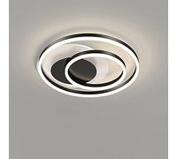 LNOPRPYS Moderna Plafoniera A LED Cerchio Nero Dimmerabile Telecomando 3000K-6000K Giro Squillo Lampada Illuminazione Camera da Letto Salotto Balcone Sala Cucina Decorazione