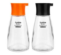 LNQ LUNIQI 2 contenitori in vetro per salsa di soia, erogatori di aceto, olio, condimenti, con coperchio, per olio d'oliva, salsa di soia, sciroppo, ecc. (170 ml)