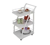 LNQKJXIIA Carrello bar a 3 piani, carrello for vino, vagone ristorante mobile in ferro battuto con deposito pasti e carrello for servire bevande(Wit)