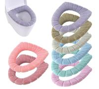 LNQKJXIIA Coprisedili for WC Morbidi e Spessi, Confezione da 8, Caldi Cuscini Elastici Lavabili for WC ovali, Comfort Autunnale e Invernale