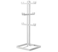 LNQKJXIIA Supporto for tazze da caffè in metallo, porta tazze bianco a 6 ganci con struttura stabile a 36°, organizer salvaspazio da banco Scolapiatti