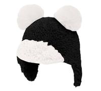 LNQKJXIIA Women's Fluffy Knitted Winter Hat with Ear Flaps, Soft Plush Warm Beanie for Cold Weather(Svart)