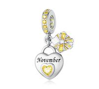 LNQOBU 925 Argento Sterling Charms Birthstone per Bracciali Ciondolo cuore, Regali di Compleanno per le Donne, Regalo per la Festa della Mamma