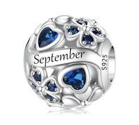 LNQOBU Birthstone Charms per Braccialetti, 925 Argento Sterling Perline di Fascino a Forma di Cuore con trifoglio Portafortuna, Ciondolo d'amore, Regalo di Compleanno per le Donne