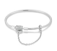 LNQOBU Bracciale in Argento con maglia Snake e chiusura a cuore Compatibile con Pandora Europei Charms da Donna