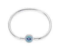 LNQOBU Bracciale in Argento con maglia Snake e chiusura a cuore Compatibile con Pandora Europei Charms da Donna