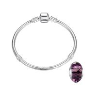 LNQOBU Bracciale in Argento con maglia Snake e chiusura a cuore Compatibile con Pandora Europei Charms da Donna