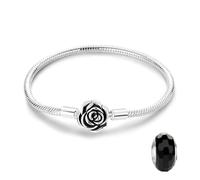 LNQOBU Bracciale in Argento con maglia Snake e chiusura a cuore Compatibile con Pandora Europei Charms da Donna