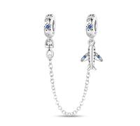 LNQOBU Catena di Sicurezza in Argento 925 per Charms Bracciali Ciondoli Perline,Ciondolo a forma di cuore in silicone con Chiusura a Clip, Compatibile con i Braccialetti Pandora