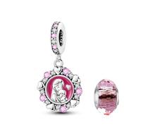 LNQOBU Charm Madre e Figlia - Charm con scritta Mum, Sister,Argento 925 con Ciondolo con zirconi 5A Adatto ai braccialetti Pandora Regali Festa Della Mamma