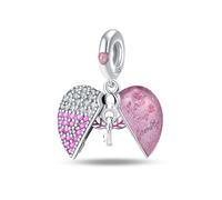 LNQOBU Charm Madre e Figlia - Charm con scritta Mum, Sister,Argento 925 con Ciondolo con zirconi 5A Adatto ai braccialetti Pandora Regali Festa Della Mamma