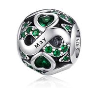 LNQOBU Charms di Pietra di Nascita per Braccialetti Europei Collana,925 Argento Sterling Openwork Ciondolo Regali di Compleanno per le Donne(Fornito con una Perlina)