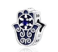 LNQOBU Ciondolo con Charm Argento Sterling 925 Fatima's Hand Dangle Charm Compatibile con Pandora e Europei Bracciale Collane da Donna（Fornito con una Perlina）