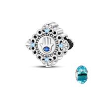 LNQOBU Ciondolo con Charm Argento Sterling 925 Fatima's Hand Dangle Charm Compatibile con Pandora e Europei Bracciale Collane da Donna（Fornito con una Perlina）