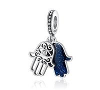 LNQOBU Ciondolo con Charm Argento Sterling 925 Fatima's Hand Dangle Charm Compatibile con Pandora e Europei Bracciale Collane da Donna(Fornito con una Perlina)